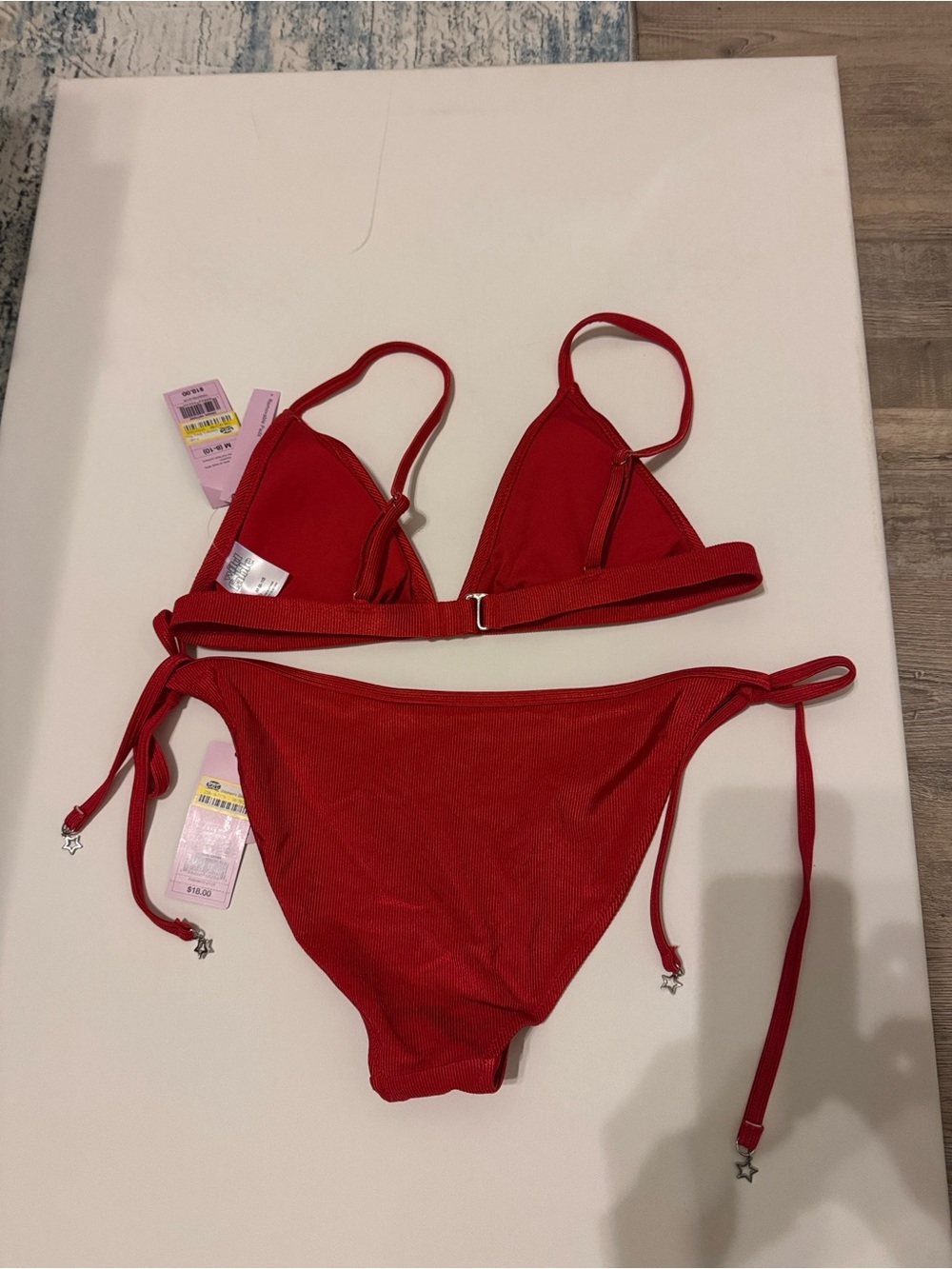 Wild Fable Red Ribbed Triangle Bikini Set - Picture 4 of 5